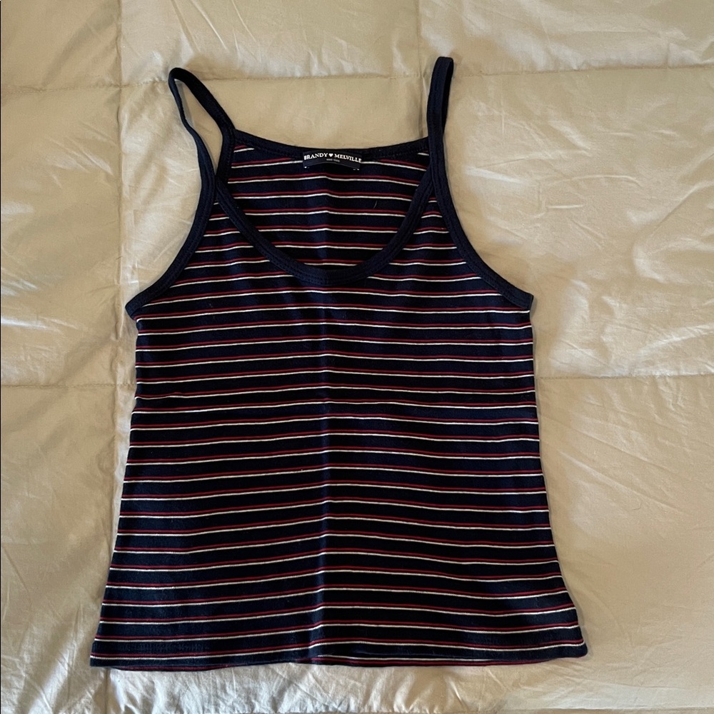 Brandy Melville Navy and Red Striped Tank